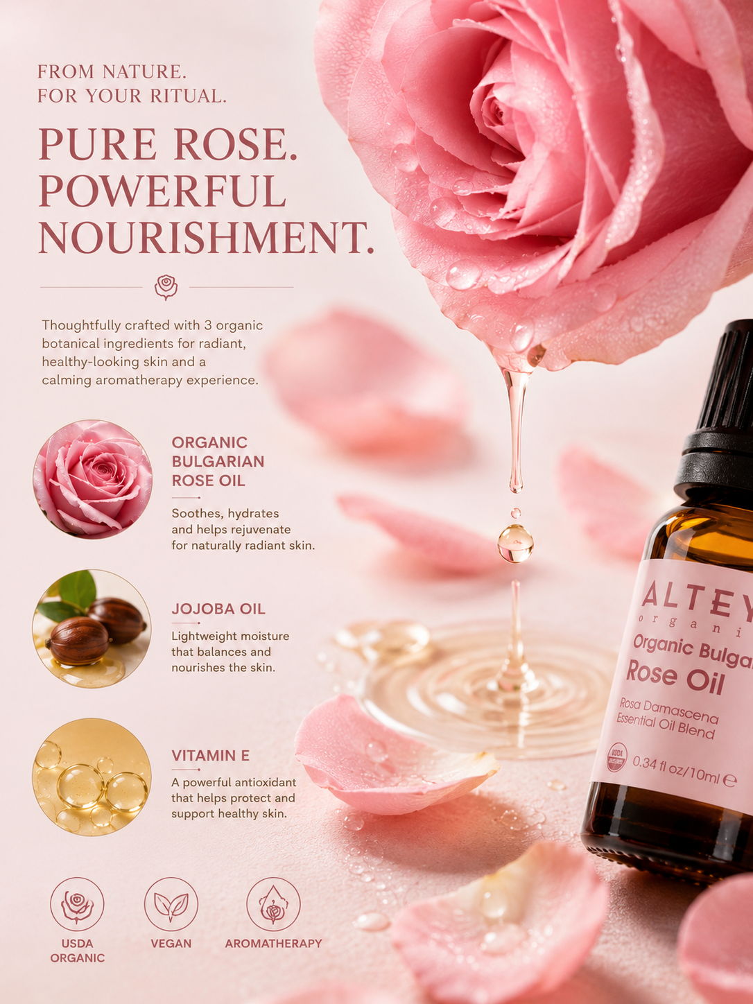 Alteya Organic Bulgarian Rose Oil Rosa Damascena Otto