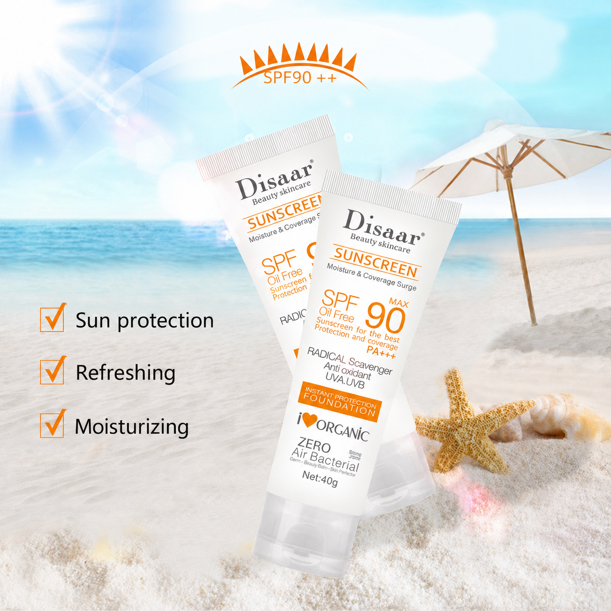 DISAAR SPF 90+ Waterproof Sunscreen (40g)